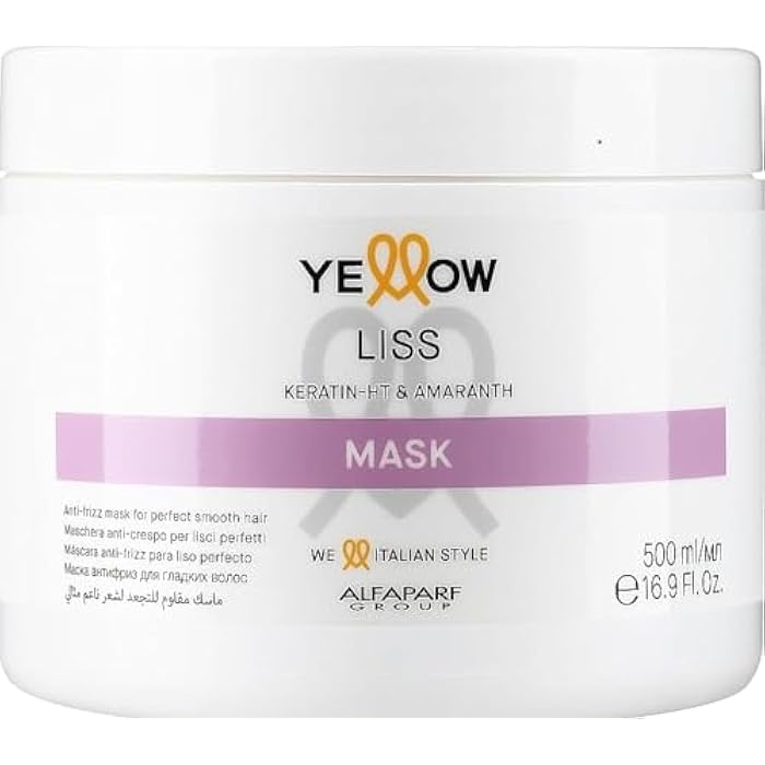Yellow Liss Mask with Keratin And Amaranth Oil For Wavy And Straight Hair- 500Ml - Image 1